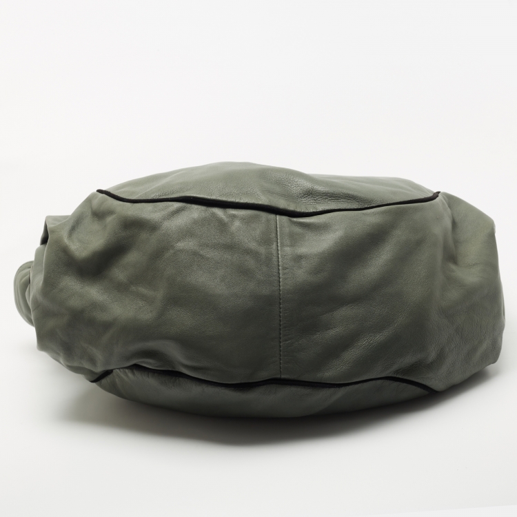 Pre Owned Marni Green/Black Suede and Leather Drawstring Tote