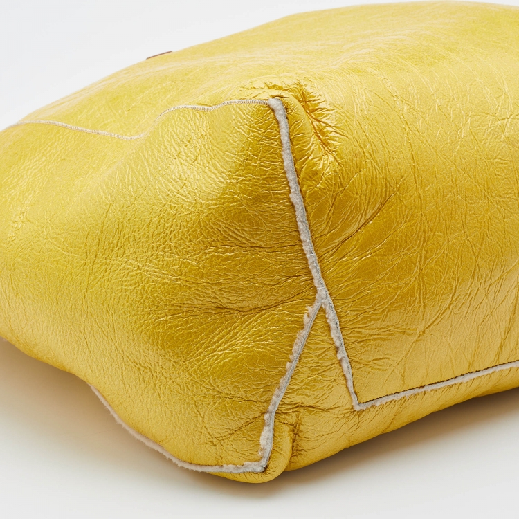 Pre Owned Marni Bright Yellow Patent Leather Shopper Tote