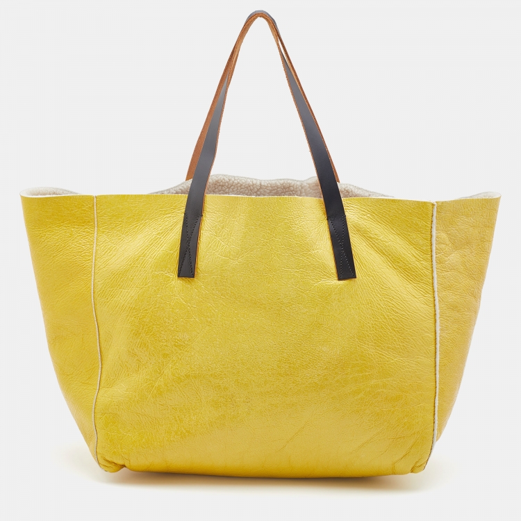 Pre Owned Marni Bright Yellow Patent Leather Shopper Tote