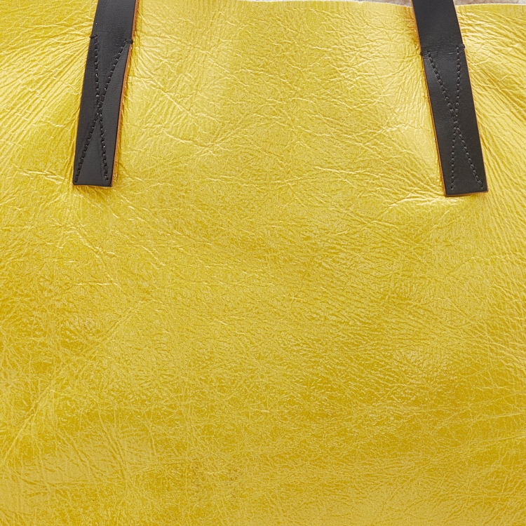 Pre Owned Marni Bright Yellow Patent Leather Shopper Tote
