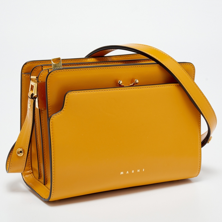 Pre Owned Marni Yellow Leather Reverse Trunk Shoulder Bag