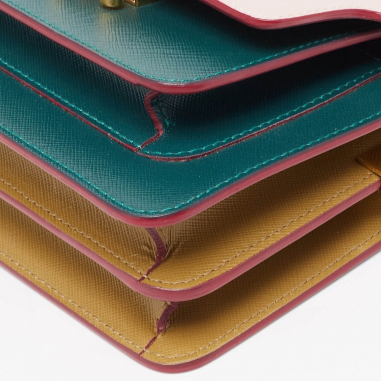 Pre Owned Marni Tricolor Saffiano Leather Trunk Shoulder Bag