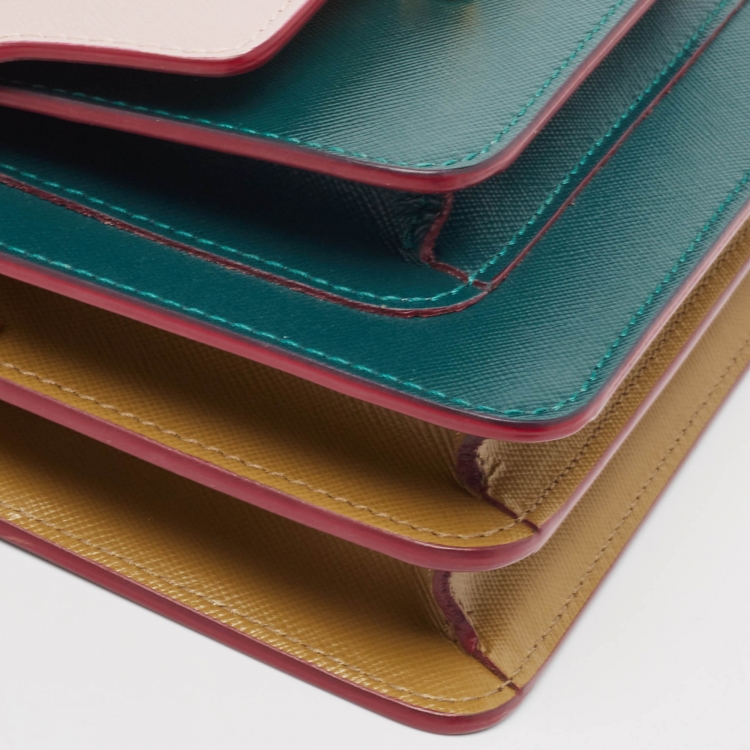 Pre Owned Marni Tricolor Saffiano Leather Trunk Shoulder Bag