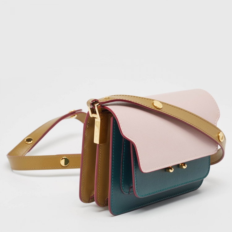 Pre Owned Marni Tricolor Saffiano Leather Trunk Shoulder Bag