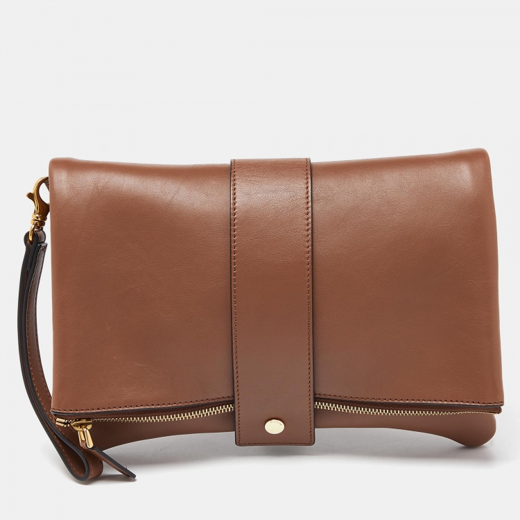 Pre Owned Marni Brown Leather Bifold Wristlet Clutch