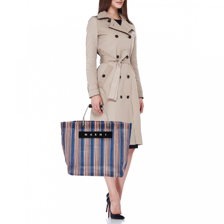 Pre Owned Marni Multicolor Nylon Market Stripe Tote 