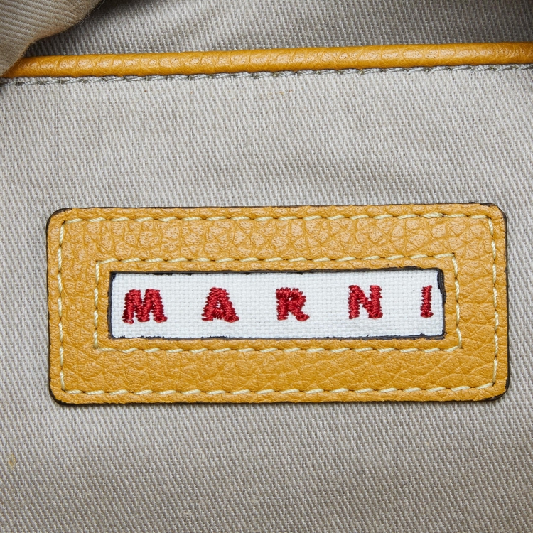 Pre Owned Marni Yellow/Tan Leather Zip Hobo 