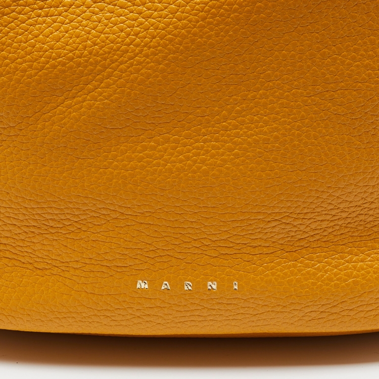 Pre Owned Marni Yellow/Tan Leather Zip Hobo 