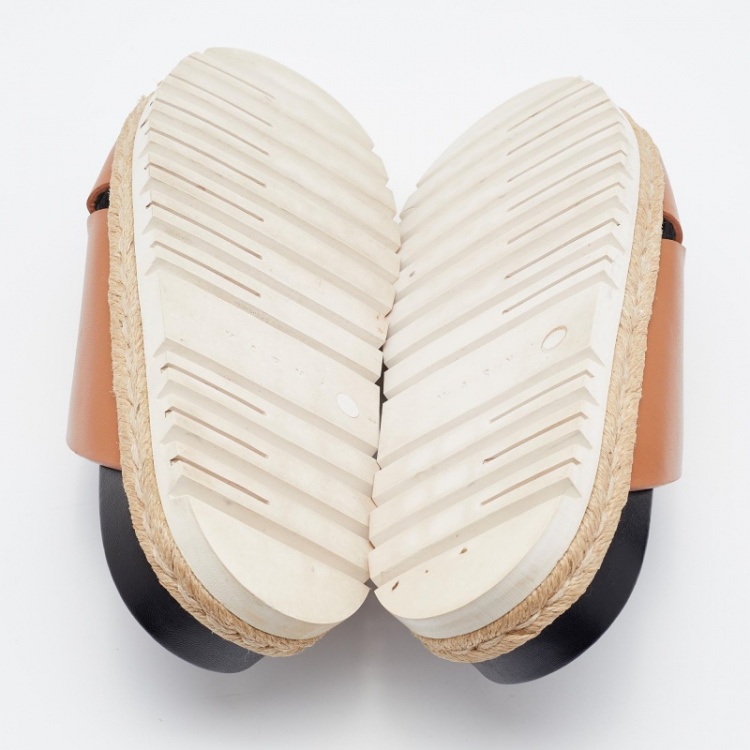 Pre Owned Marni Tan Leather Slide Sandals Size 40