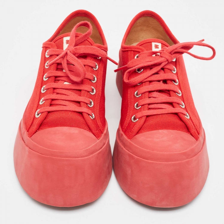Pre Owned Marni Red Canvas and Rubber Pablo Sneakers Size 37