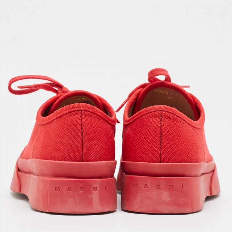 Pre Owned Marni Red Canvas and Rubber Pablo Sneakers Size 37