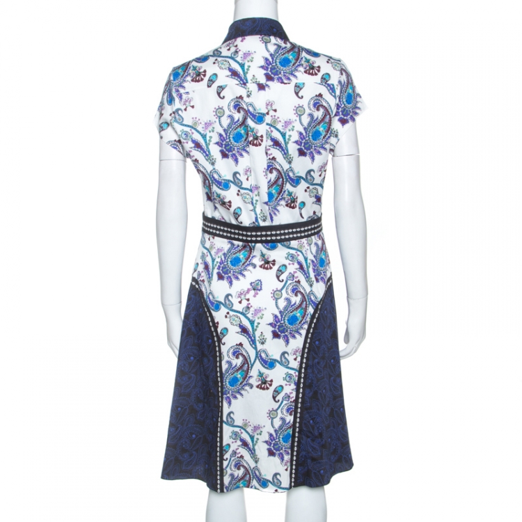 Pre Owned Mary Katrantzou Multicolor Printed Stretch Cotton Shirt Dress M