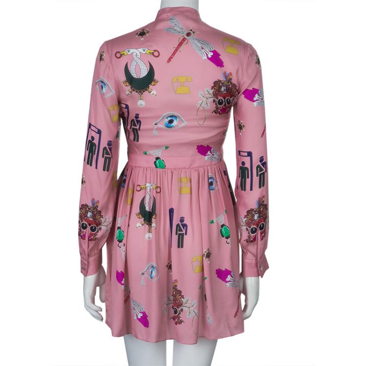 Pre Owned Mary Katrantzou Pink Eve Printed Dress S