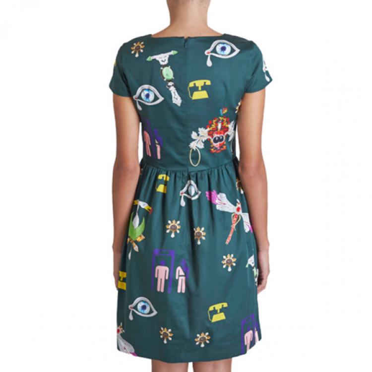 Pre Owned Mary Katrantzou Julie Green Printed Dress M