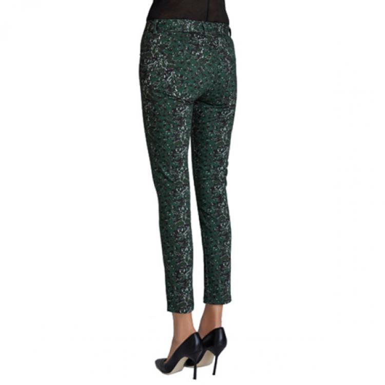 Pre Owned Mary Katrantzou Peacock Green Printed Skinny Jeans S