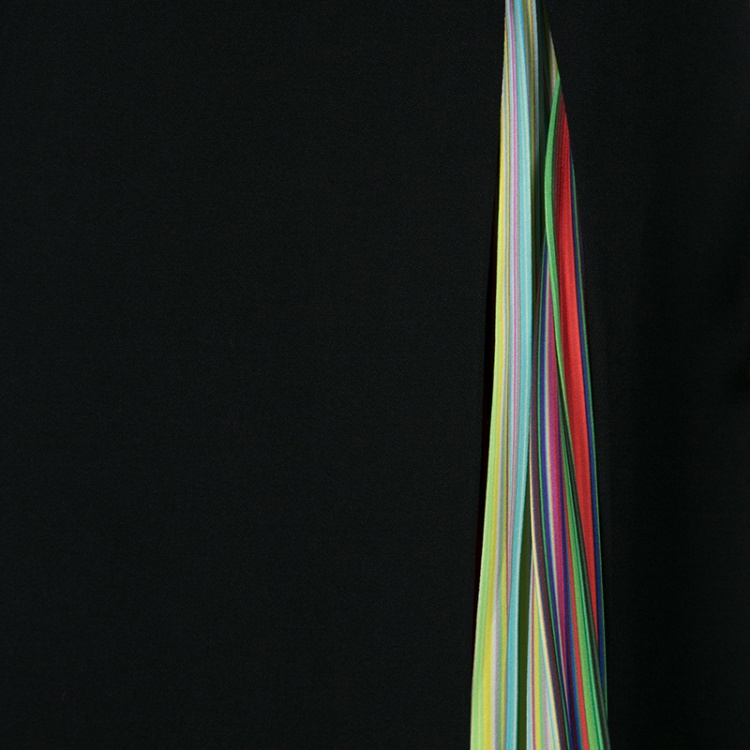Pre Owned Mary Katrantzou Black Rainbow Striped Pleated Panel Insert Nema Skirt M
