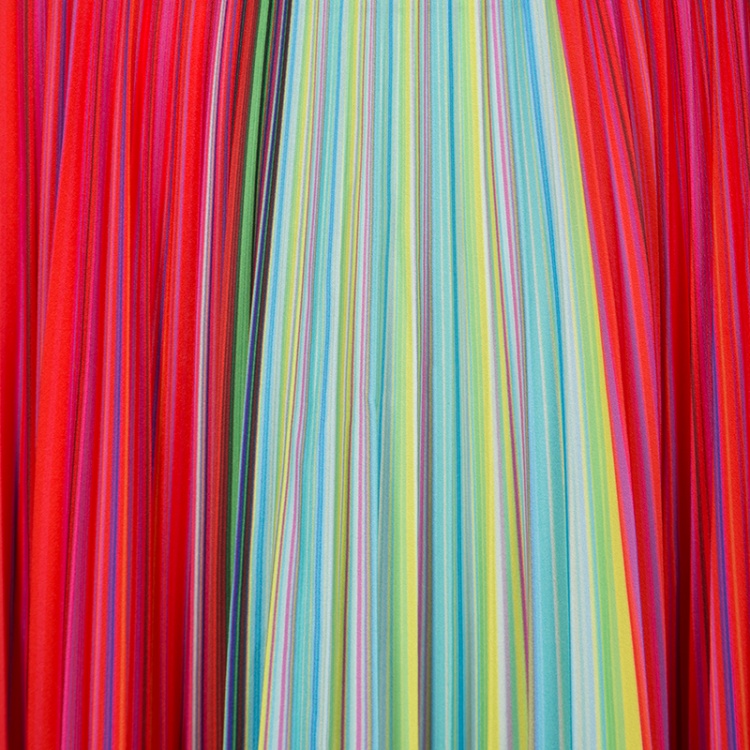 Pre Owned Mary Katrantzou Multicolor Rainbow Striped Plisse Midi Skirt M