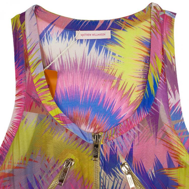 مملوكة مسبقًا Matthew Williamson Bright Escape Silk Jumpsuit L