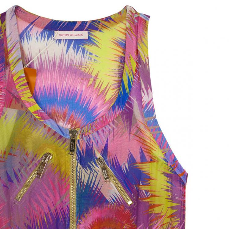 مملوكة مسبقًا Matthew Williamson Bright Escape Silk Jumpsuit L