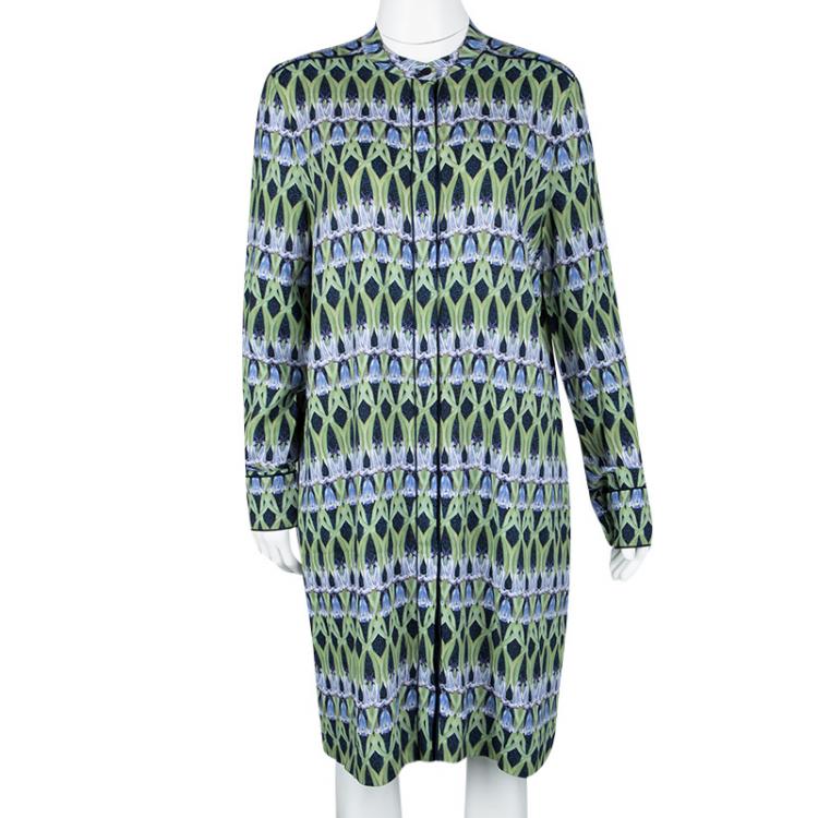 Pre Owned Matthew Williamson Multicolor Bluebell Trellis Print Long Sleeve Shirt Dress XL