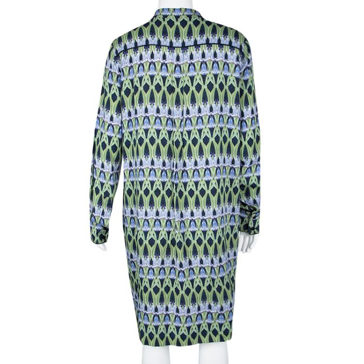 Pre Owned Matthew Williamson Multicolor Bluebell Trellis Print Long Sleeve Shirt Dress XL
