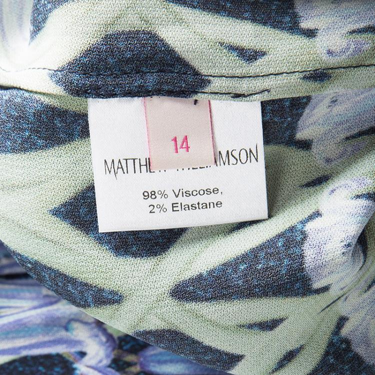 Pre Owned Matthew Williamson Multicolor Bluebell Trellis Print Long Sleeve Shirt Dress XL