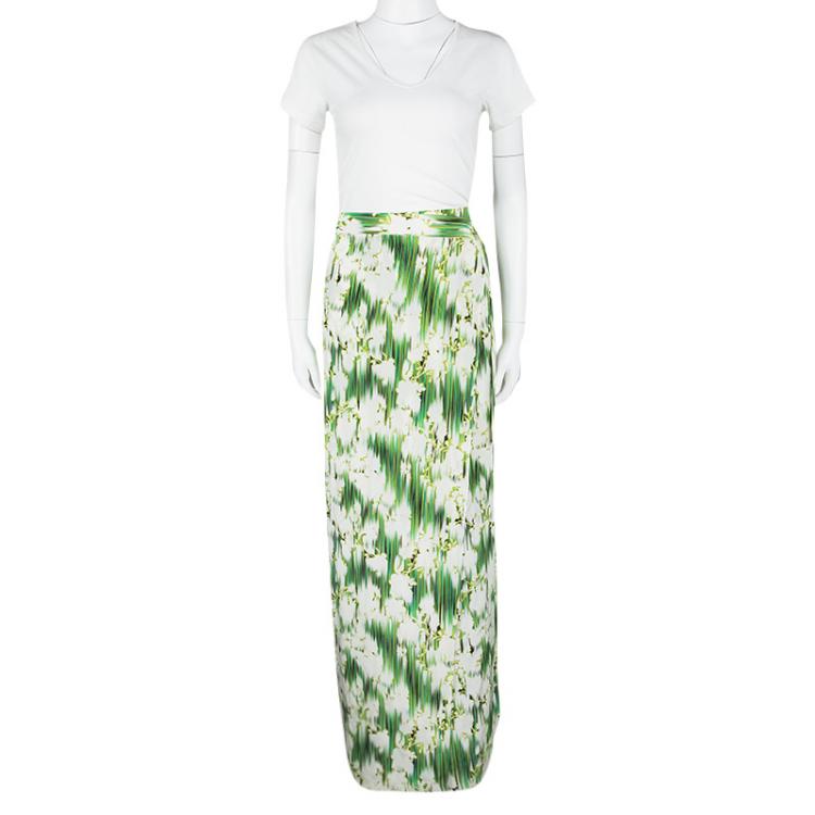 Pre Owned Matthew Williamson SS'12 Multicolor Floral Printed Silk Wrap Maxi Skirt M