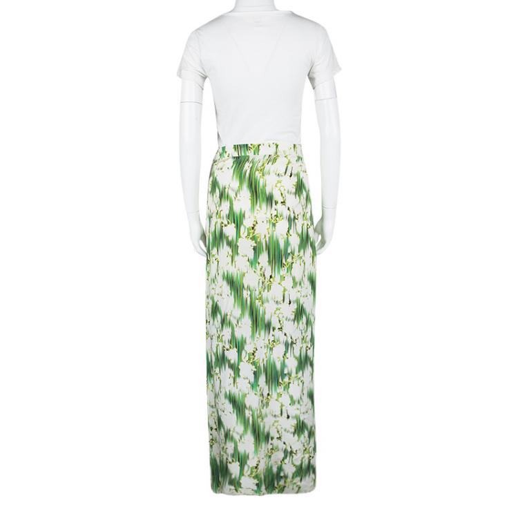 Pre Owned Matthew Williamson SS'12 Multicolor Floral Printed Silk Wrap Maxi Skirt M