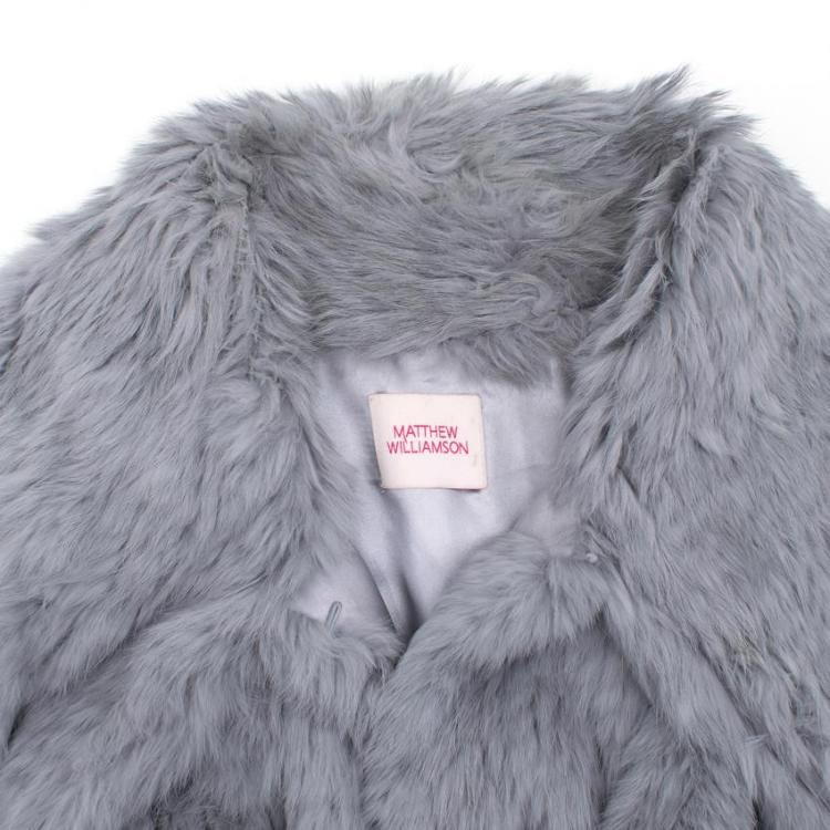 Pre Owned Matthew Williamson Grey Fur & Velvet Sleeveless Vest M