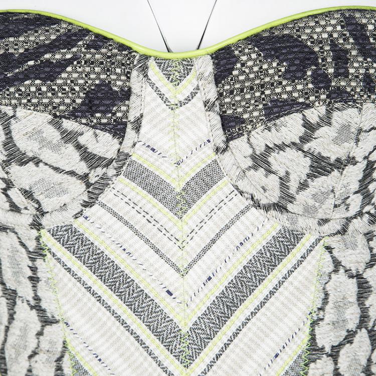 Pre Owned Matthew Williamson Patchwork Neon Trim Cropped Corset Top S