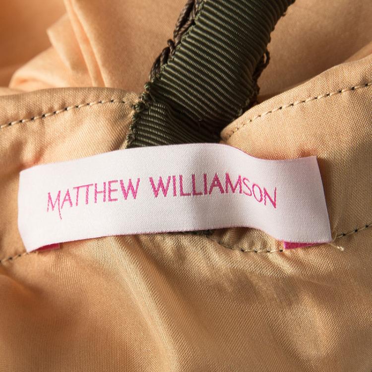 Pre Owned Matthew Williamson Orange Draped Back Detail Silk Maxi Dress M