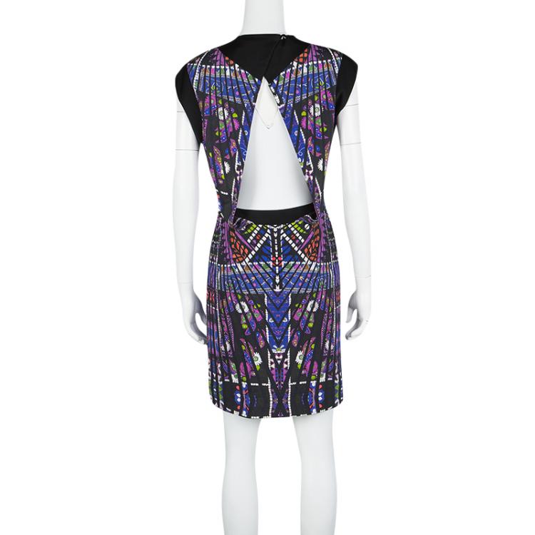 Pre Owned Matthew Williamson Multicolor Printed Cutout Back Detail Sleeveless Dress S