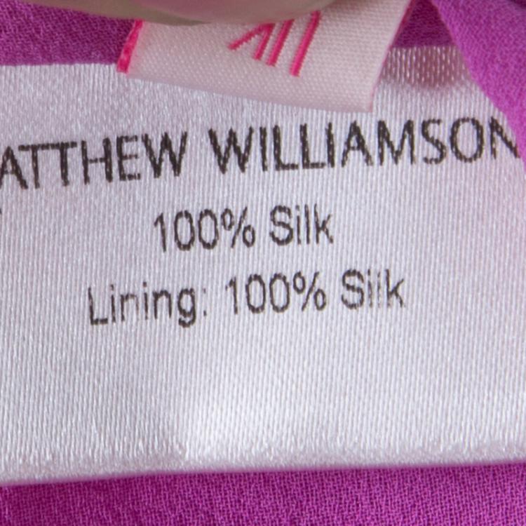 Pre Owned Mathew Williamson Multicolor Ruched Silk Cutout Waist Detail Sleeveless Dress M