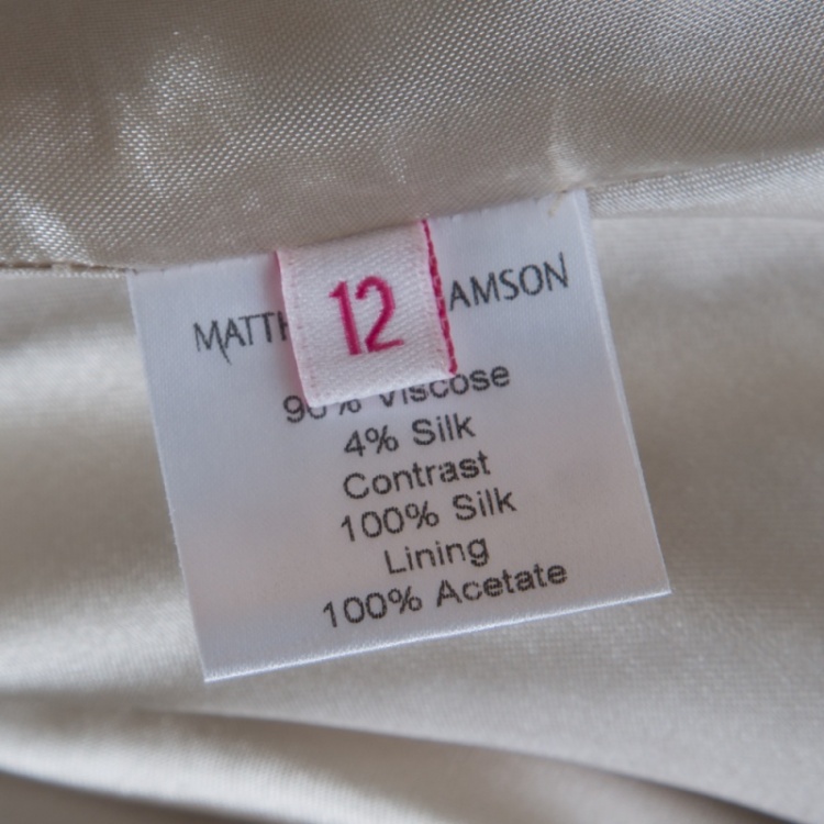 Pre Owned Matthew Williamson Beige Knit Silk Trim Beaded Front Tie Jacket M