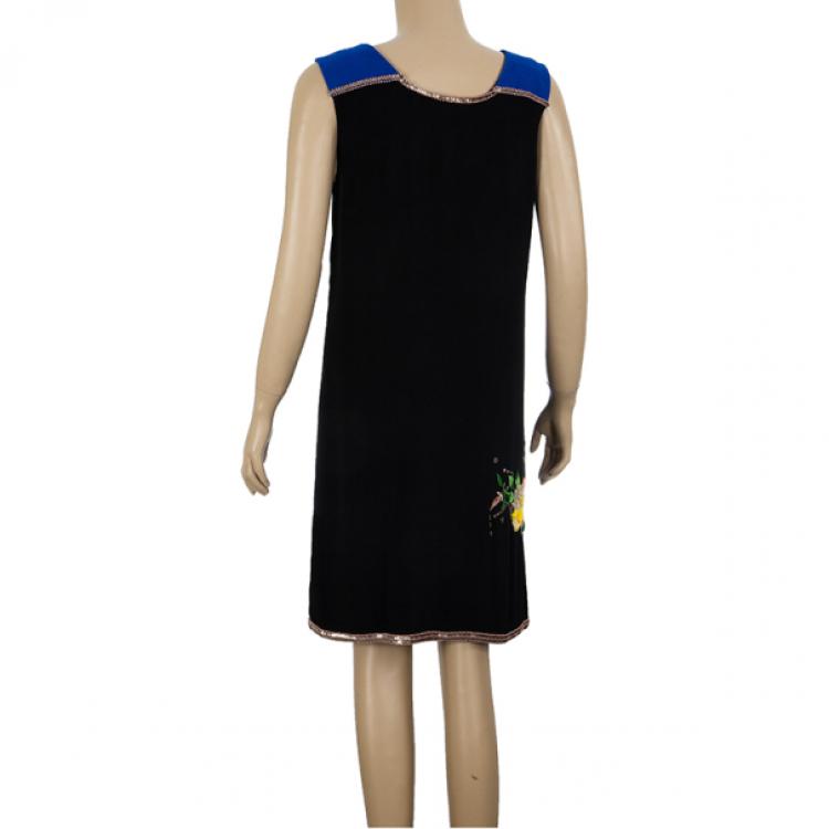 Pre Owned Matthew Williamson Black Floral Embroidered Dress M