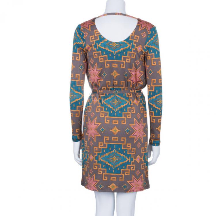 Pre Owned Matthew Williamson Multiprint Belted Shift Dress M