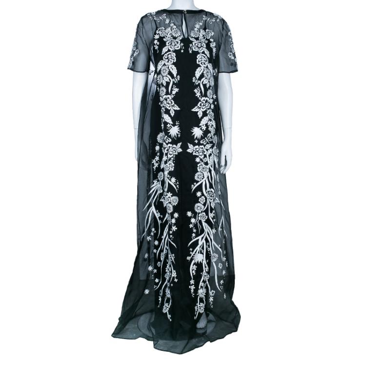 Pre Owned Matthew Williamson Monochrome Embroidered Dress M