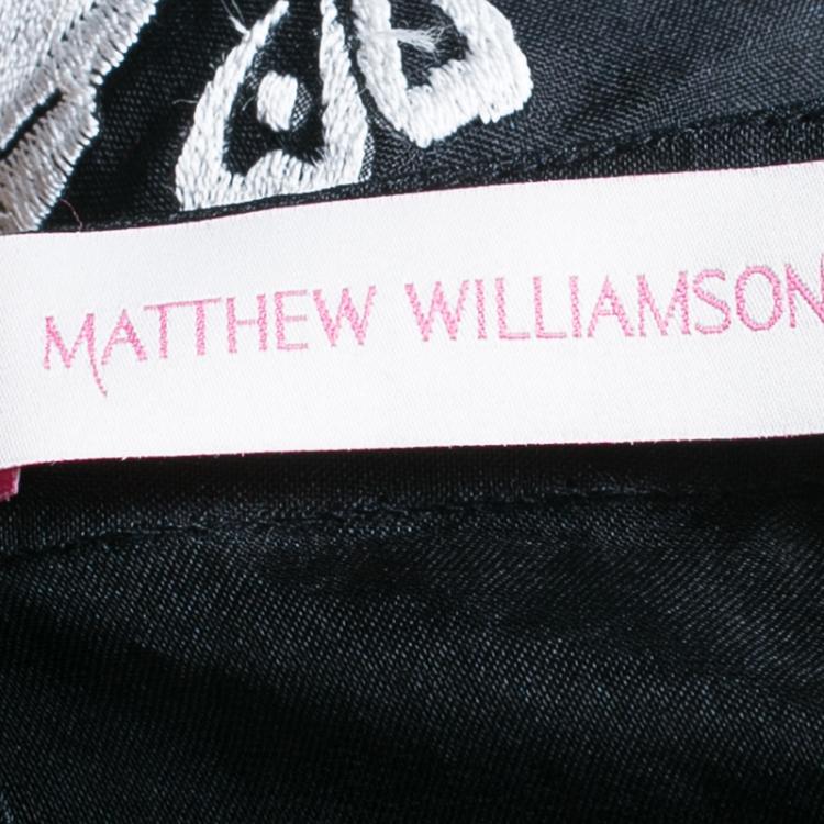 Pre Owned Matthew Williamson Monochrome Embroidered Dress M