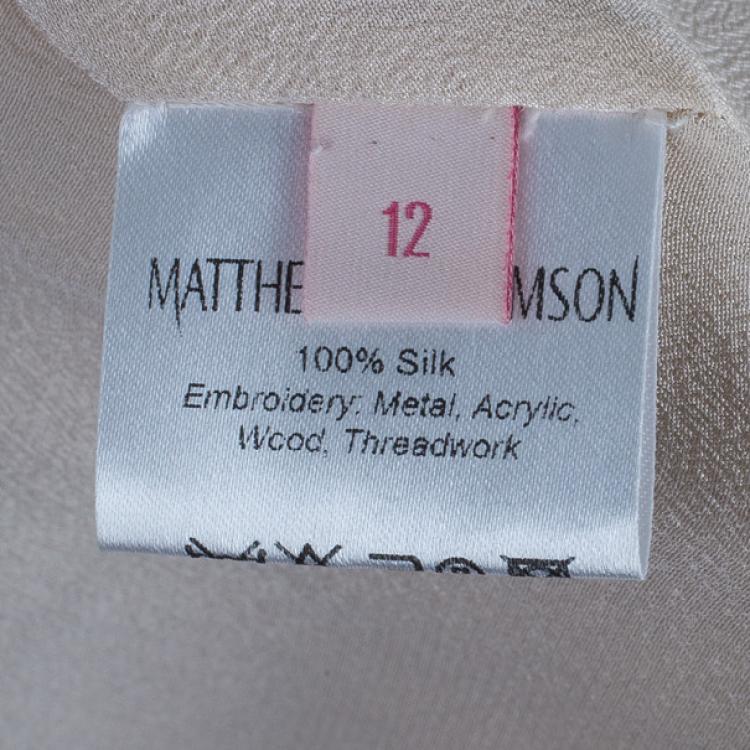 Pre Owned Matthew Williamson Beaded Neck Multi Print Gown M