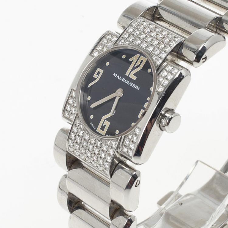 Pre Owned Mauboussin Alessandrine SS Diamond Womens Watch 24 MM
