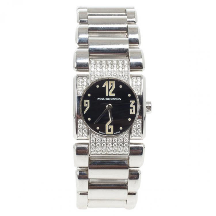 Pre Owned Mauboussin Alessandrine SS Diamond Womens Watch 24 MM