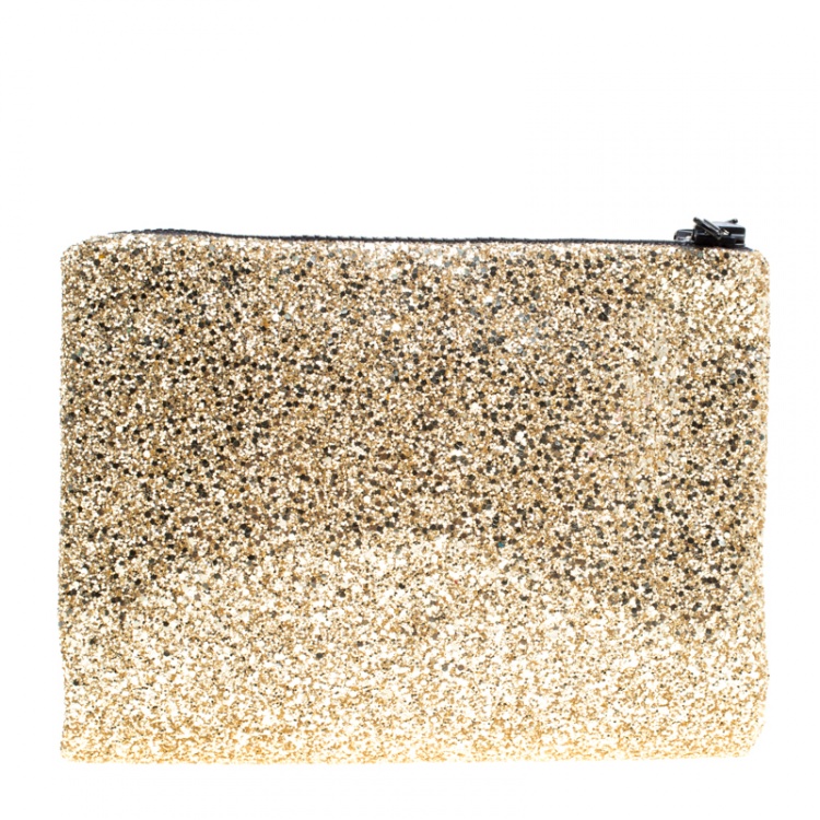 Pre Owned Mawi Silver/Gold Glitter with Acrylic Perspex Double Clutch