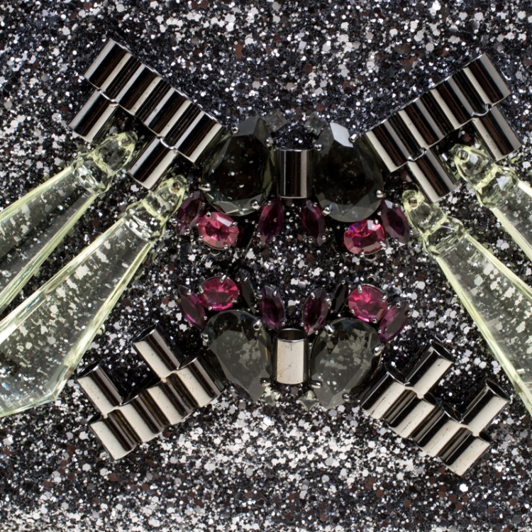 Pre Owned Mawi Silver/Gold Glitter with Acrylic Perspex Double Clutch
