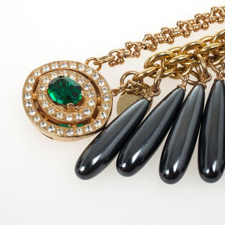 Pre Owned Mawi Drop Crystal Encrusted Panther Bracelet