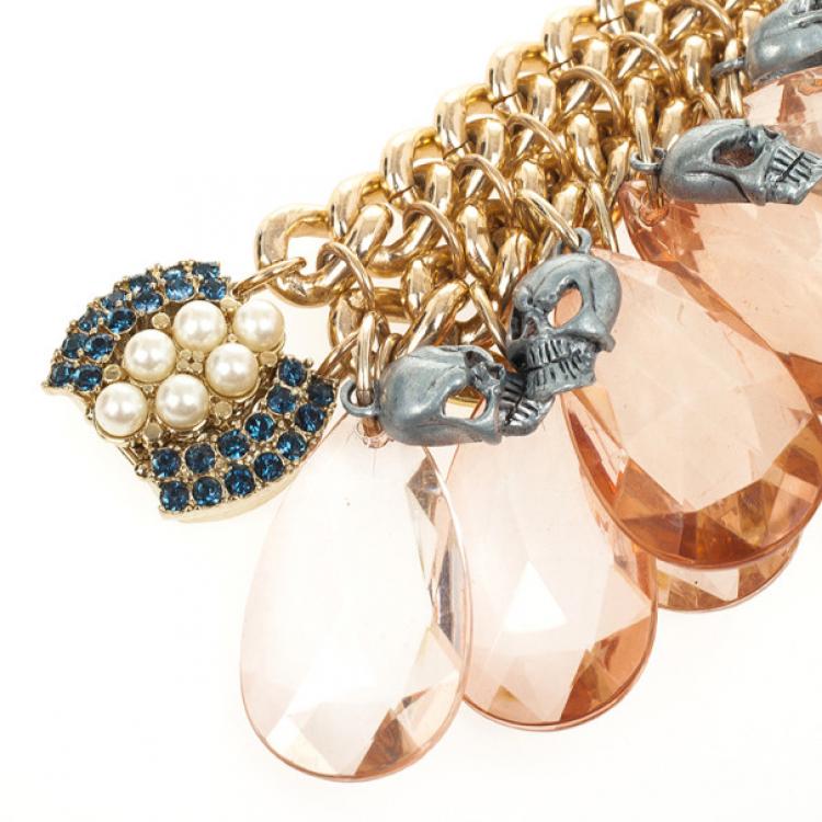 Pre Owned Mawi Faceted Teardrop Skull Bracelet 18 CM