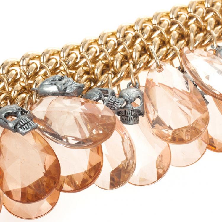 Pre Owned Mawi Faceted Teardrop Skull Bracelet 18 CM