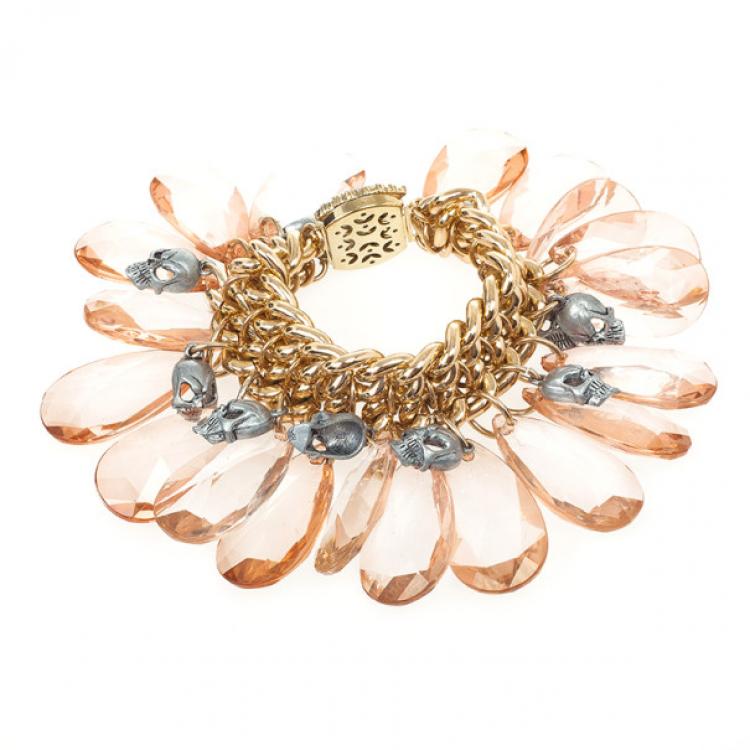 Pre Owned Mawi Faceted Teardrop Skull Bracelet 18 CM