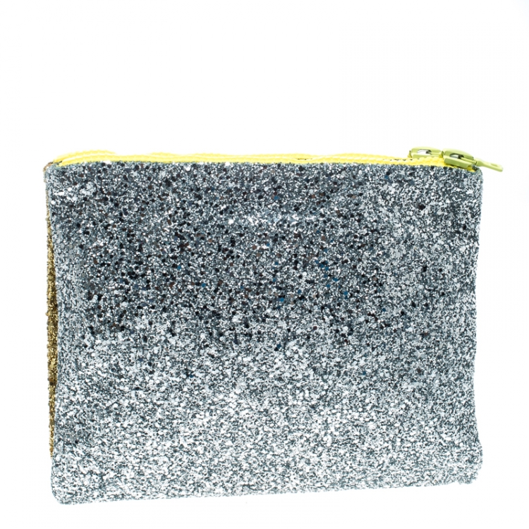 Pre Owned Mawi Gold/Silver Glitter with Acrylic Perspex Double Clutch
