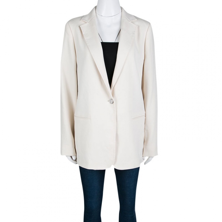 Pre Owned Max Mara Cream Tailored Single Button Blazer M