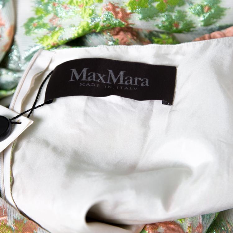 Pre Owned Max Mara White Floral Lurex Jacquard Danzica Maxi Dress S